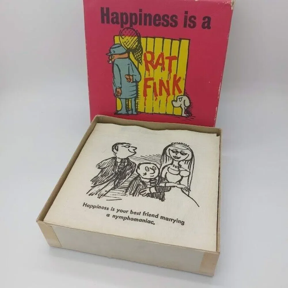26 Cocktail Napkins Funny Gags Adult Humor Vintage 1963 Assorted Design Rat Fink